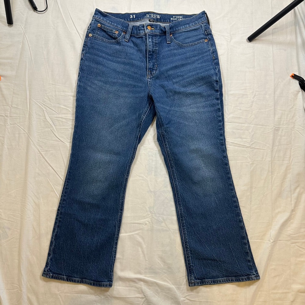 J.Crew 9" Demi Boot Crop Jeans Women's Size 31 Medium Wash Stretch